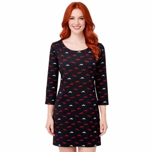 Vivienne Tam Women's Black and Red Fox Print Shift Dress Size 2